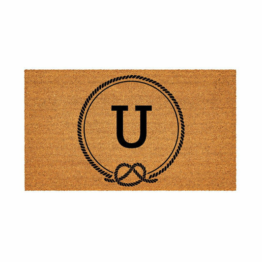 Plow & Hearth Coastal Coir Mat Nautical Monogram 28x16"