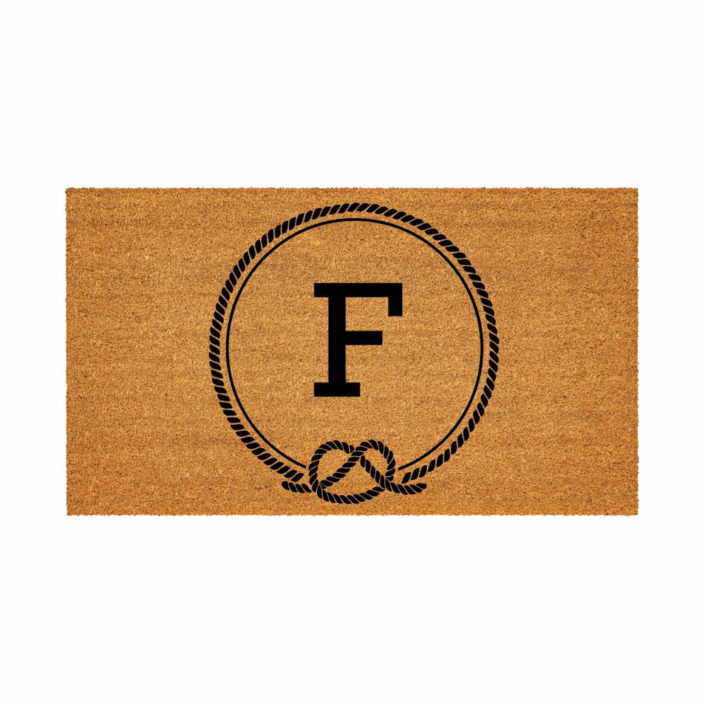 Plow & Hearth Coastal Coir Mat Nautical Monogram 28x16"