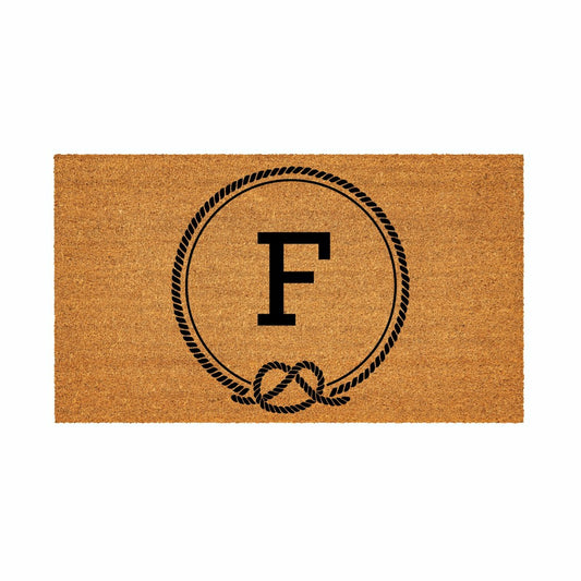 Plow & Hearth Coastal Coir Mat Nautical Monogram 28x16"