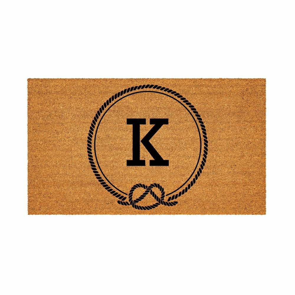 Plow & Hearth Coastal Coir Mat Nautical Monogram 28x16"