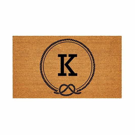 Plow & Hearth Coastal Coir Mat Nautical Monogram 28x16"