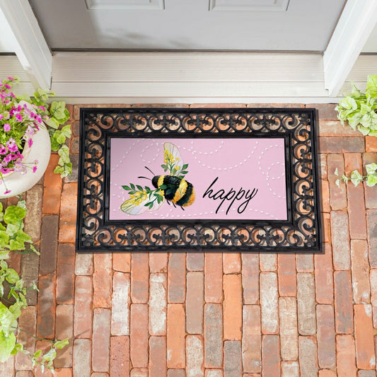Plow & Hearth Bee Happy Pink Sassafras Switch Mat