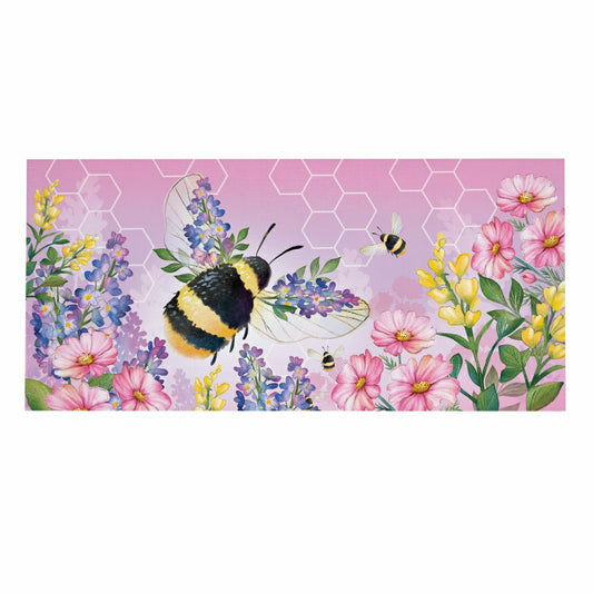 Plow & Hearth Cottage Garden Pink Florals Bee Sassafras Switch Mat