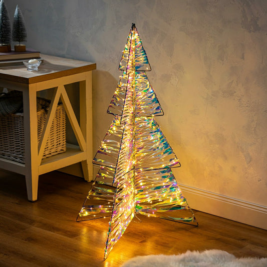 Plow & Hearth Season to Sparkle LED Table Decor Plastic and Metal Tree Iridescent, 3