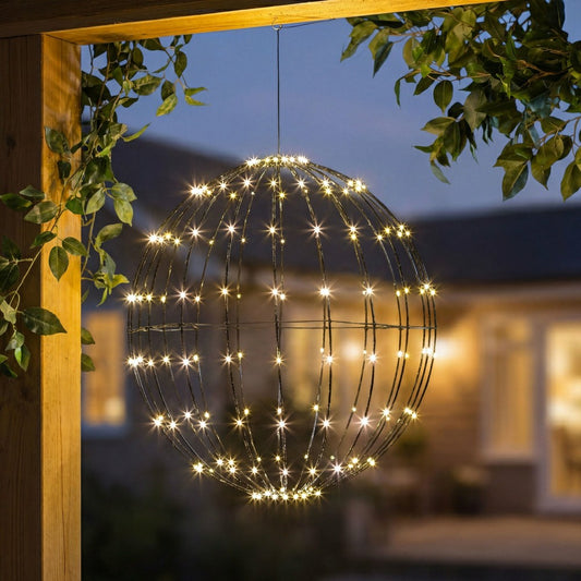 Plow & Hearth LED Foldable Lighting Sphere Décor with 160 Warm White Lights