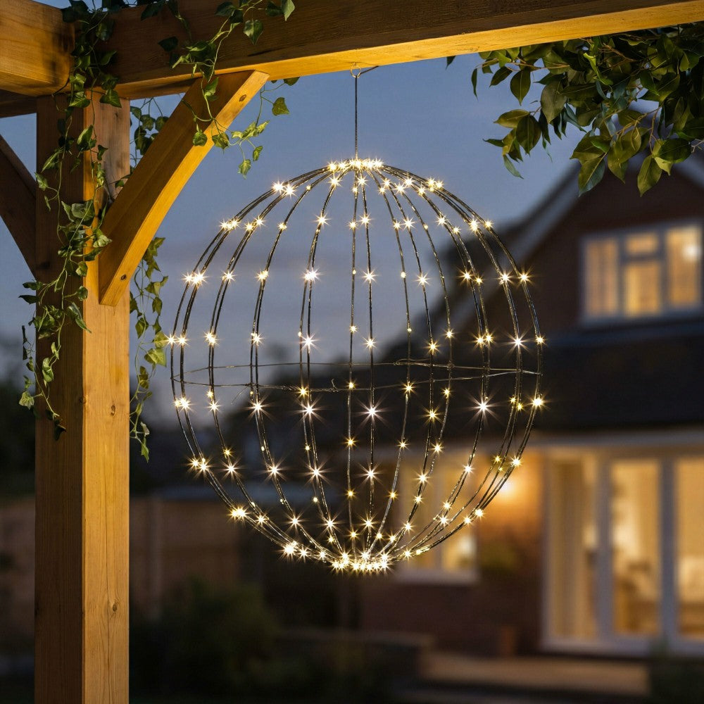 Plow & Hearth LED Foldable Lighting Sphere Décor with 200 Warm White Lights