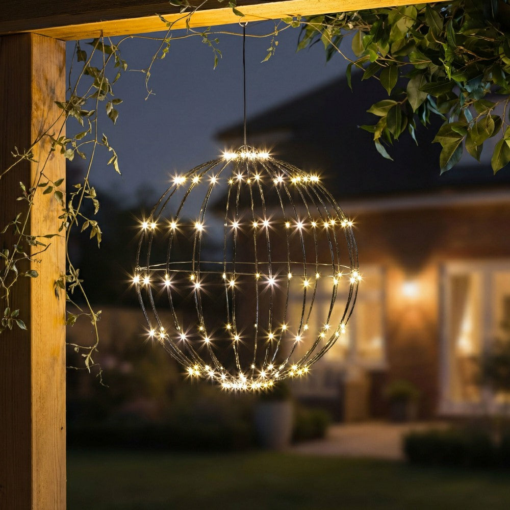 Plow & Hearth LED Foldable Lighting Sphere Décor with 140 Warm White Lights