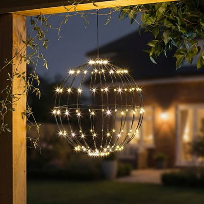 Plow & Hearth LED Foldable Lighting Sphere Décor with 140 Warm White Lights