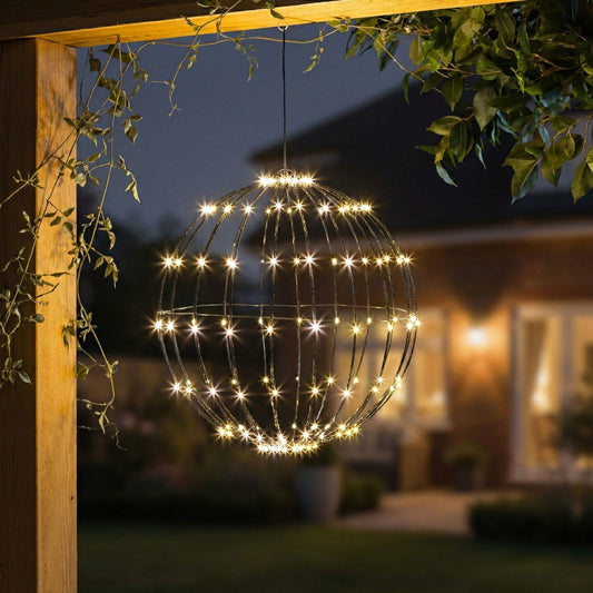 Plow & Hearth LED Foldable Lighting Sphere Décor with 140 Warm White Lights