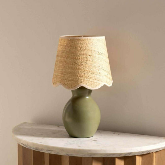Plow & Hearth Salgareda Green Rattan Table Lamp