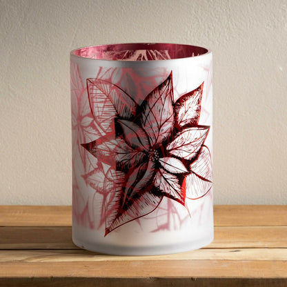 Plow & Hearth Large Poinsettia Hurricane Candle Holder
