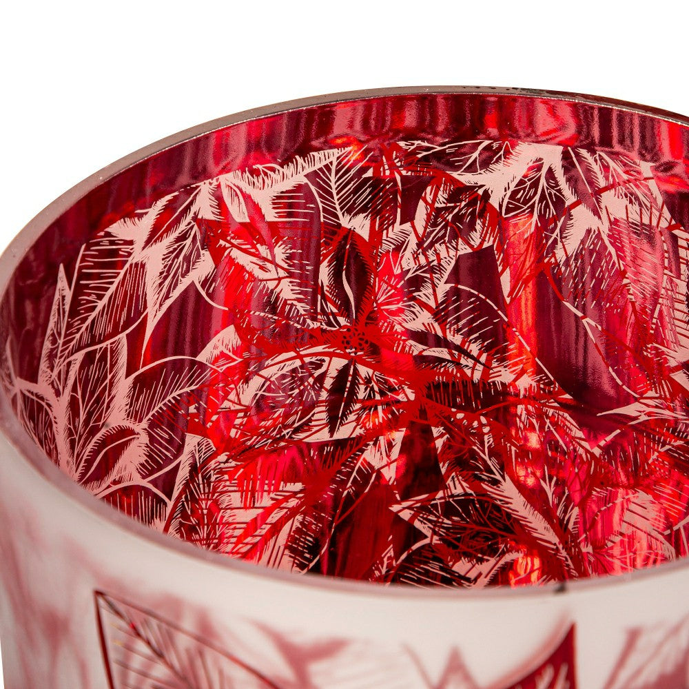 Plow & Hearth Large Poinsettia Hurricane Candle Holder