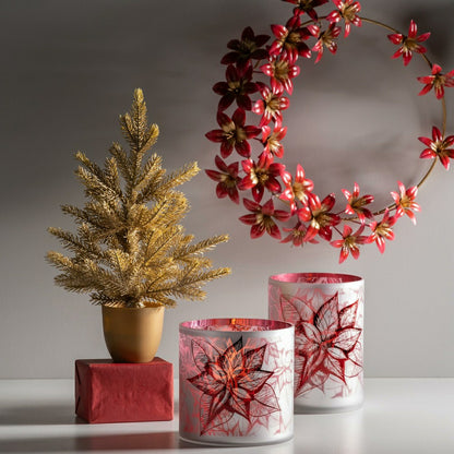Plow & Hearth Large Poinsettia Hurricane Candle Holder