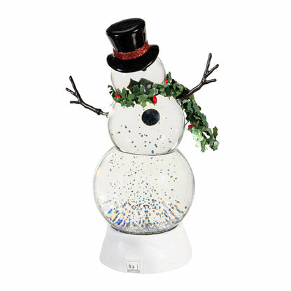 Plow & Hearth Heartfelt Cheer LED Table Decor Snowman with Spring Arms Plastic Water