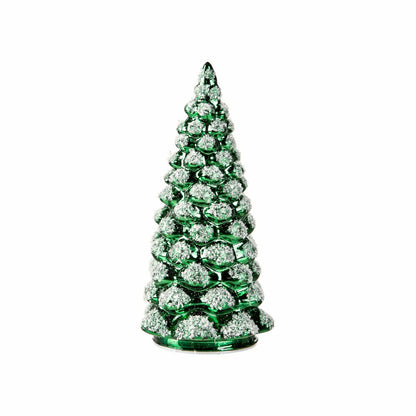 Plow & Hearth LED Glass Tree with Snow Table Décor Set