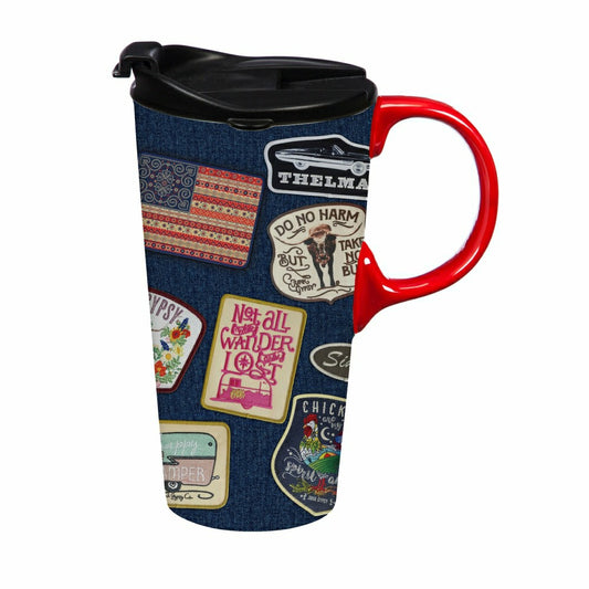 Plow & Hearth American BOHO By JG, Ceramic Perfect Cup, 17oz