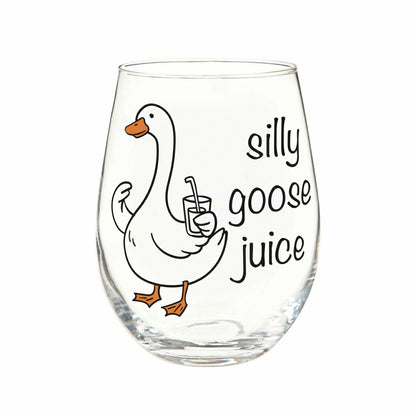Plow & Hearth Just for Laughs Wine Glass Stemless, "Silly Goose Juice", 17oz, Gift B