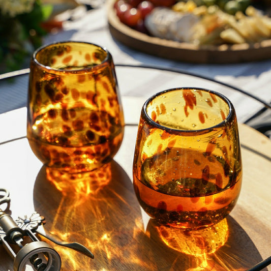 Plow & Hearth Segunda Vida Tortuga Stemless Wine Glasses