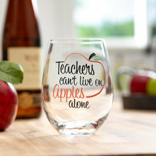 Plow & Hearth Teachers Stemless Glass, 17oz, Gift Box