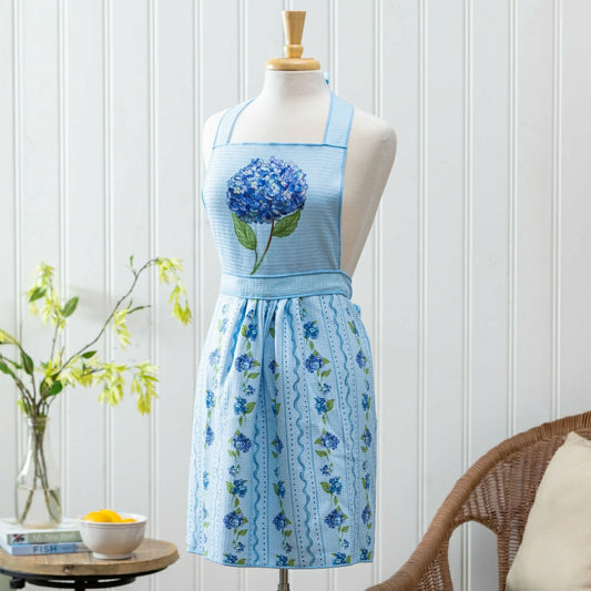 Plow & Hearth VivaStyle Apron Quick Dry Waffle Weave Double-Sided, Hydrangea Haven,