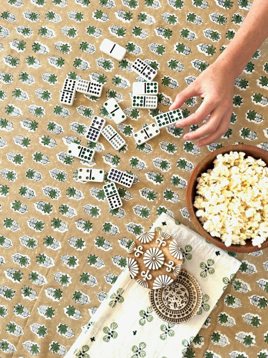 Plow & Hearth Table Throw (Ivory) - Poinsettia - Midnight, Chai, & Sage