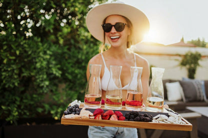 Plow & Hearth Cava Wine Tasting Kit with 4 Glass Carafes