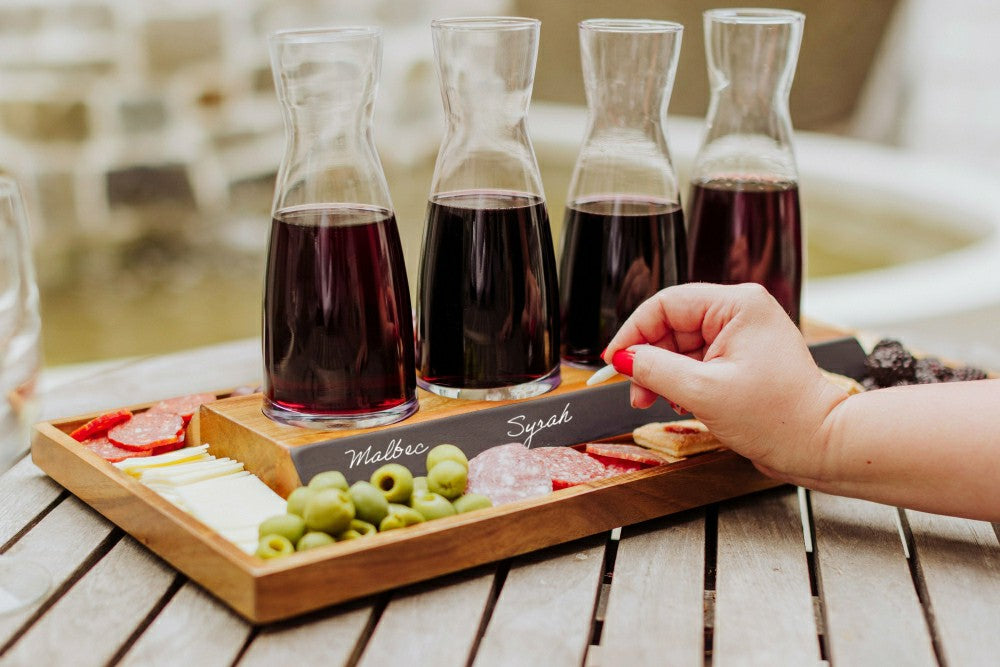 Plow & Hearth Cava Wine Tasting Kit with 4 Glass Carafes