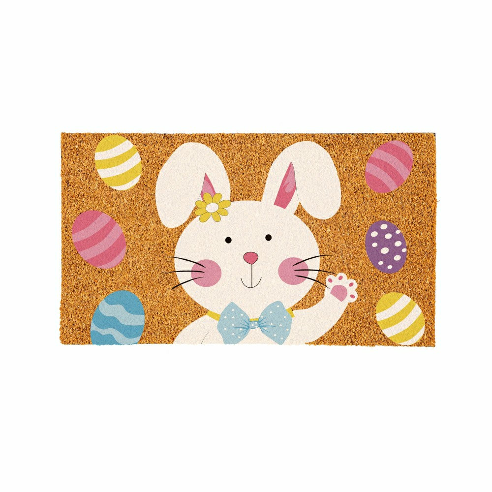 Plow & Hearth Bowtie Bunny Coir Mat