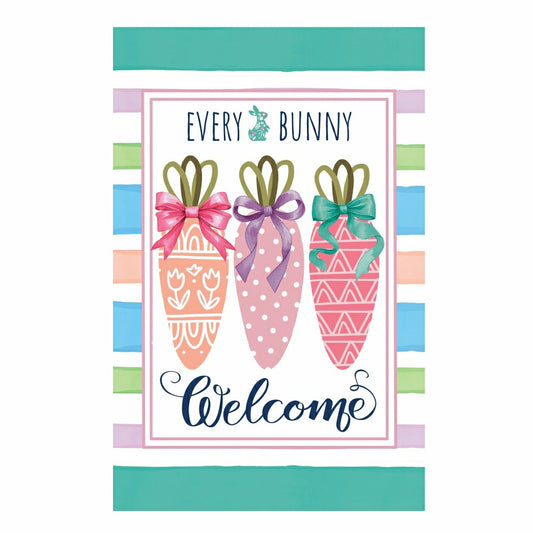 Plow & Hearth Every Bunny Carrot Welcome Applique Garden Flag