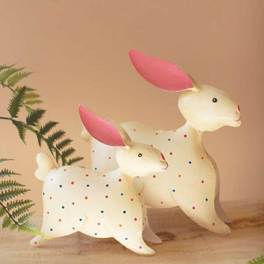 Plow & Hearth Metal Rabbit Garden Statue, Set of 2