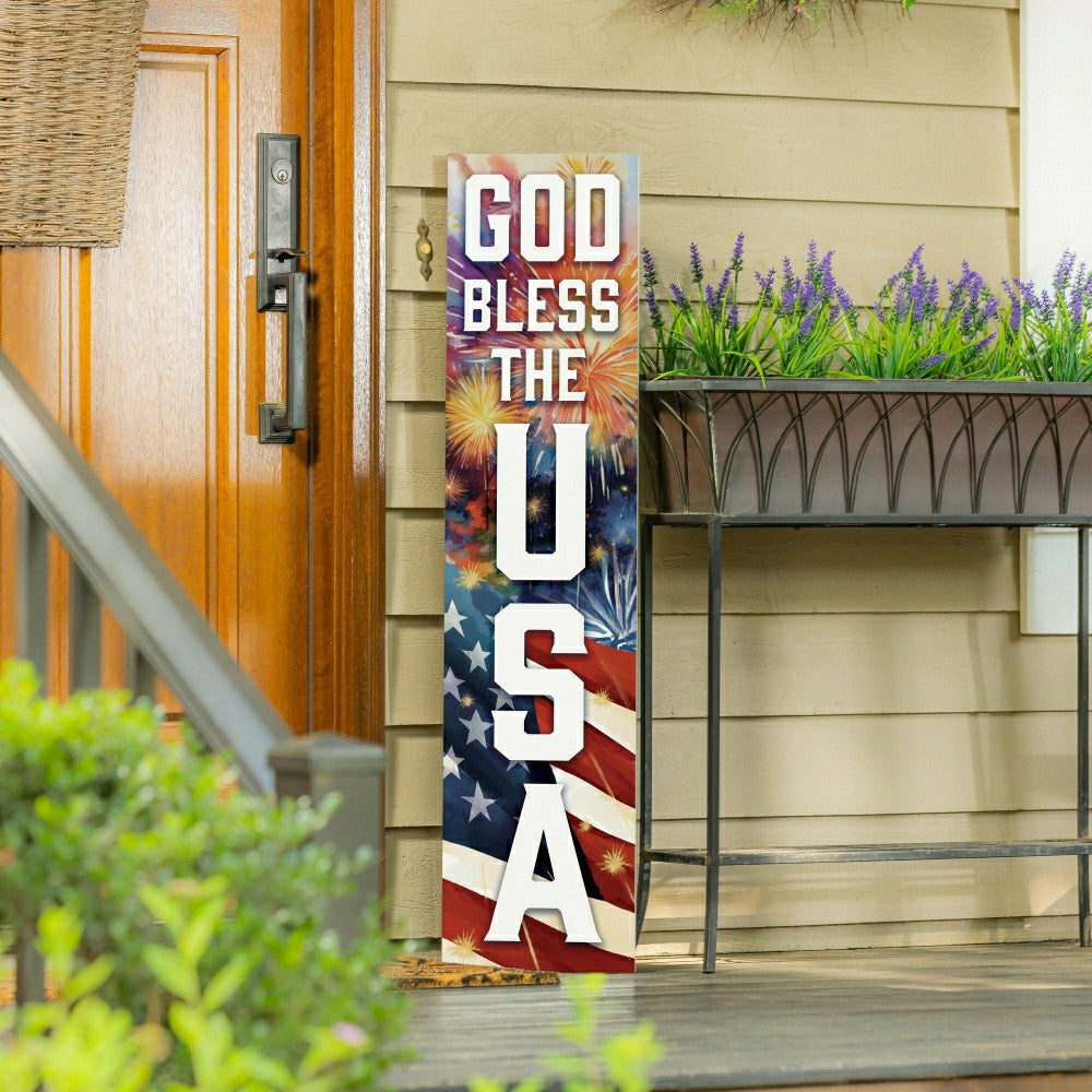 Plow & Hearth Red White & Bloom Porch Leaner, USA, 46"H