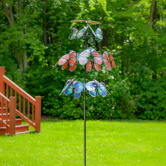 Plow & Hearth Metal Butterfly Wind Spinner, 85"H
