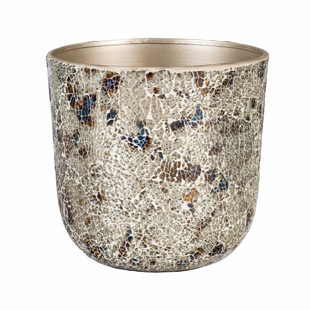 Plow & Hearth Season to Sparkle Planters, Mosaic Glass Planters, Nested Set of 2