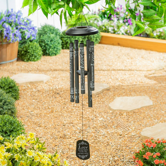 Plow & Hearth Avria Hand-Tuned Wind Chime, Metal, "Love", 42"