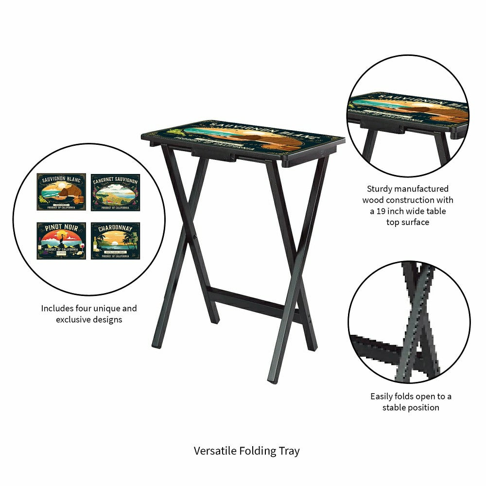 Plow & Hearth California Wine Label TV Tray Set of 4