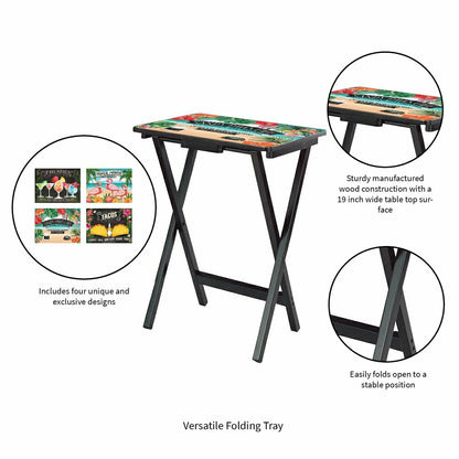 Plow & Hearth Beach Vacation TV Tray Set of 4