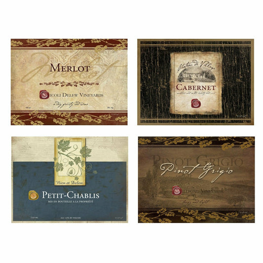 Plow & Hearth Rustic Wine Labels TV Tray Set of 4, with Stand