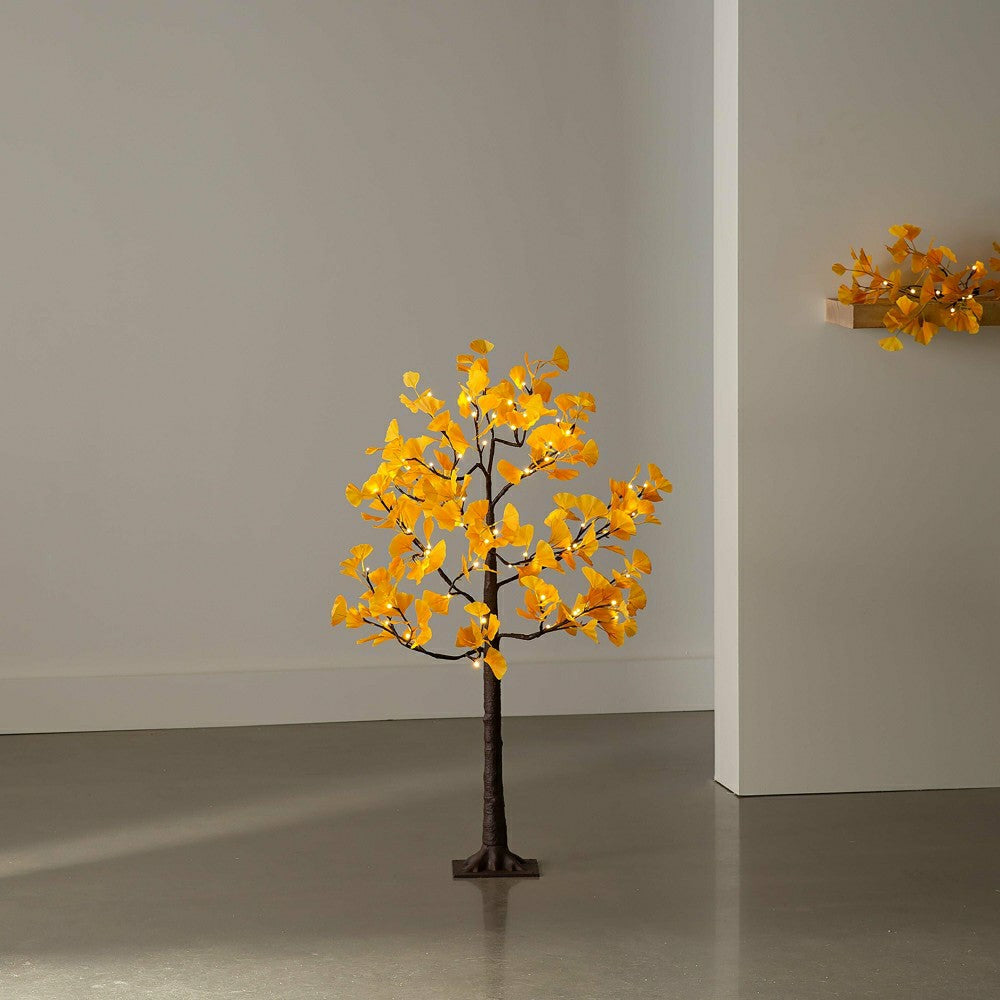 Plow & Hearth 4'H Indoor/Outdoor Electric Lighted Yellow Gingko Tree