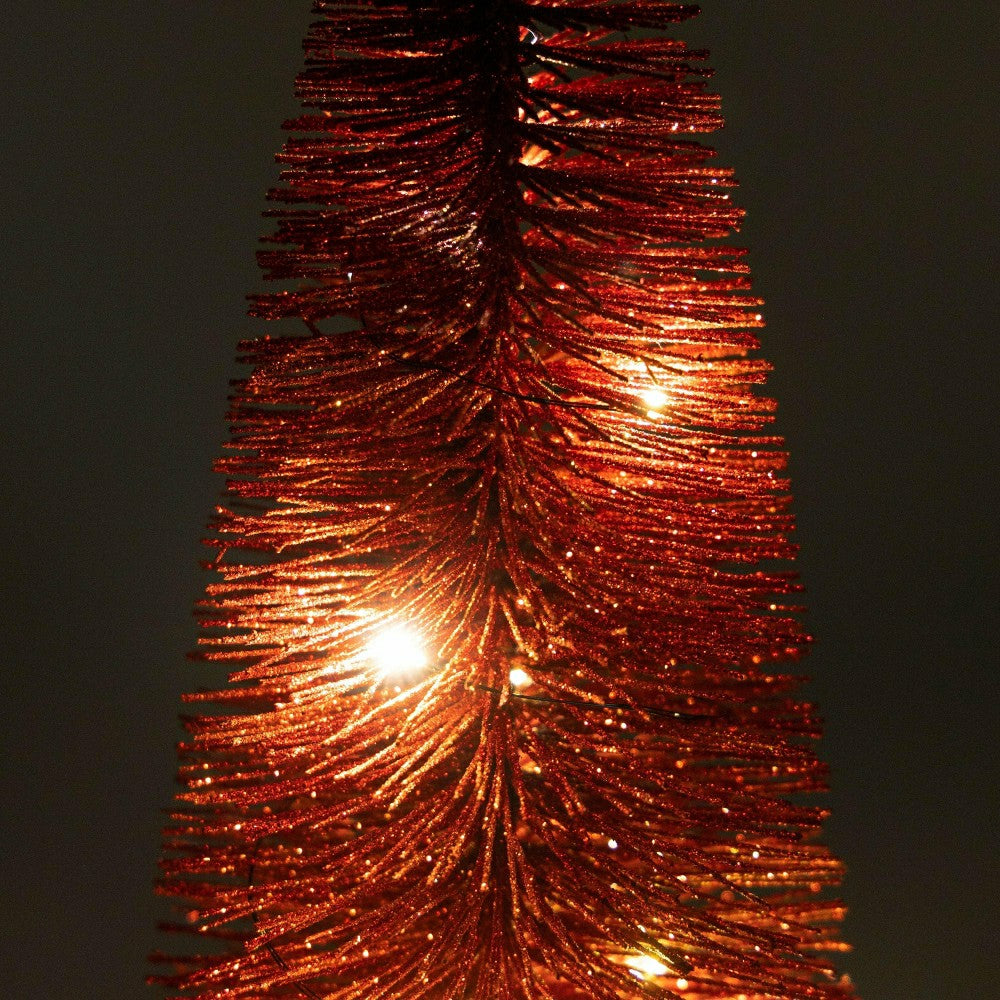 Plow & Hearth Red Wooden LED Tabletop Holiday Trees, Set of 3