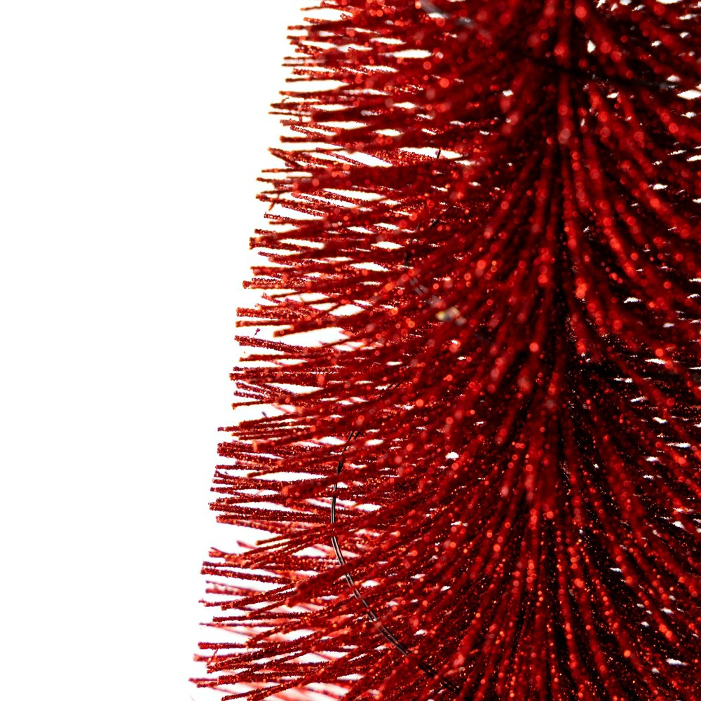 Plow & Hearth Red Wooden LED Tabletop Holiday Trees, Set of 3