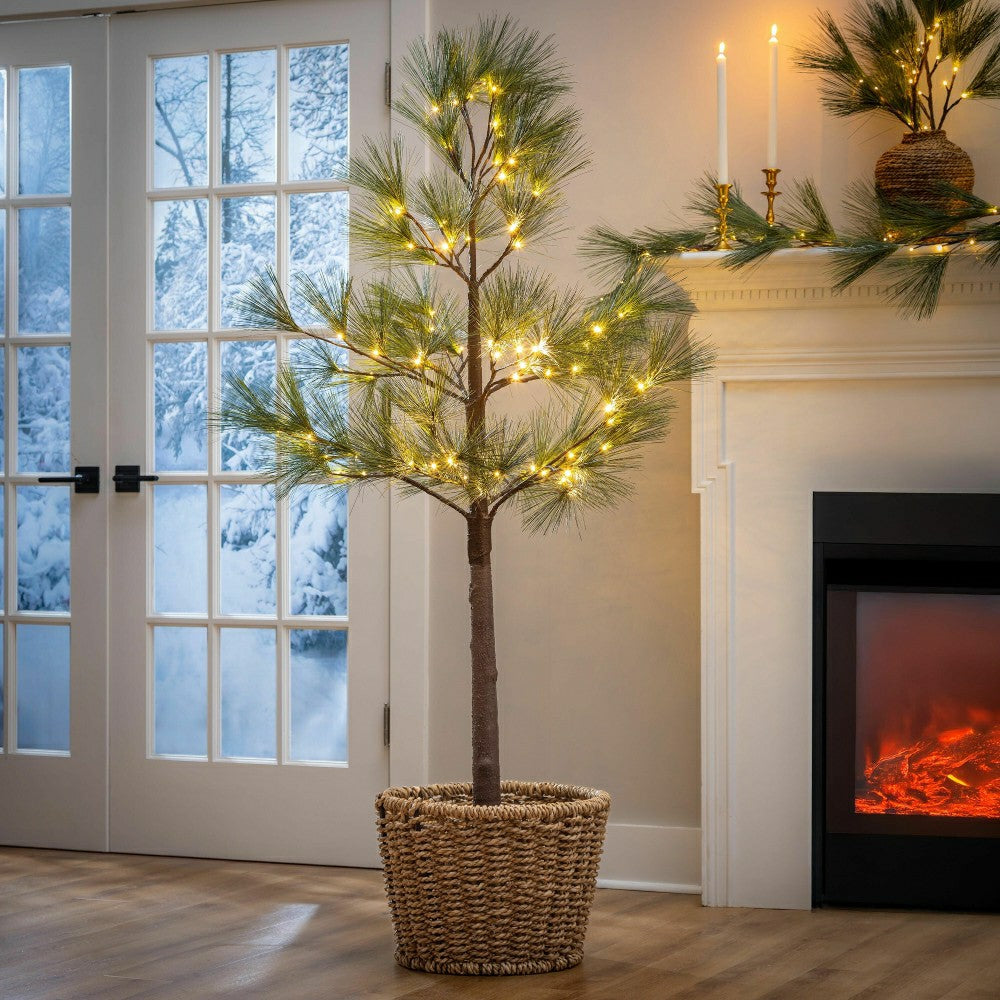 Plow & Hearth Winter Grove Tree Pine Indoor/Outdoor LED Artificial Tree, 72"H