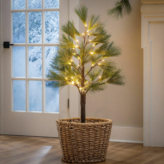 Plow & Hearth Winter Grove Tree Pine Indoor/Outdoor LED Artificial Tree, 48"H