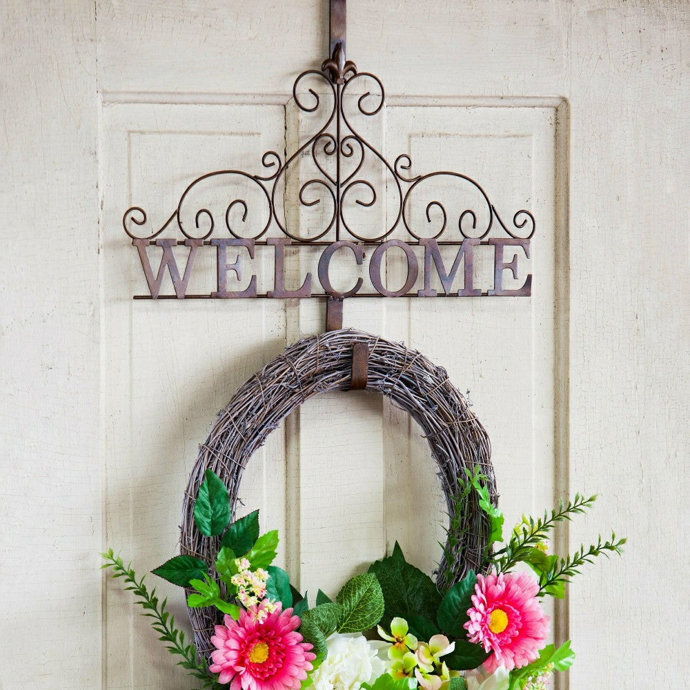 Plow & Hearth Metallic Copper Fleur-de-Lis Welcome Wreath Holder