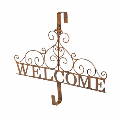 Plow & Hearth Metallic Copper Fleur-de-Lis Welcome Wreath Holder