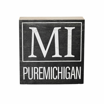 Plow & Hearth State Sign Wood Block Michigan 6"x6"