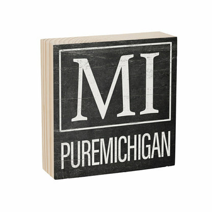 Plow & Hearth State Sign Wood Block Michigan 6"x6"
