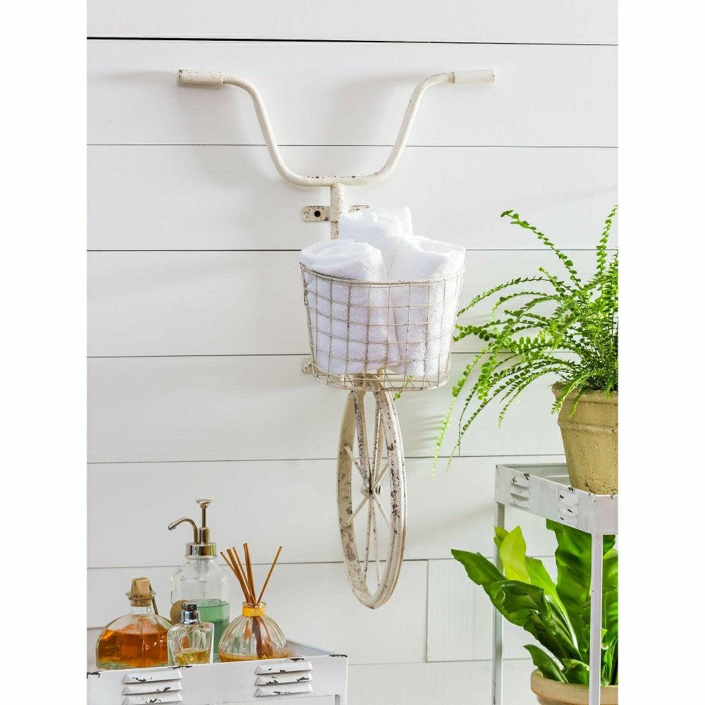 Plow & Hearth White Metal Bicycle Wall Art
