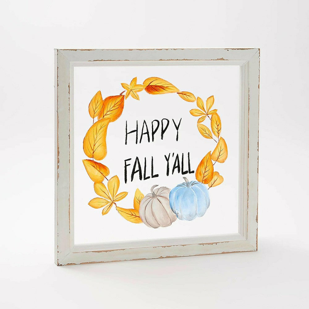 Plow & Hearth Hand Painted Screen Wood Frame Wall Décor, Gather