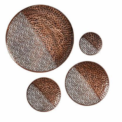 Plow & Hearth VivaStyle Indoor Wall Décor, Metal, Hammered Round Circles, Set of 4