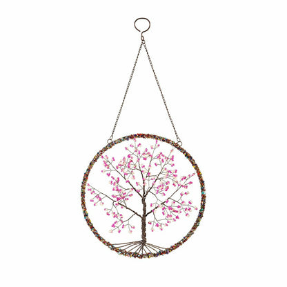 Plow & Hearth Cherry Blossom Tree Beaded Round Wall Décor
